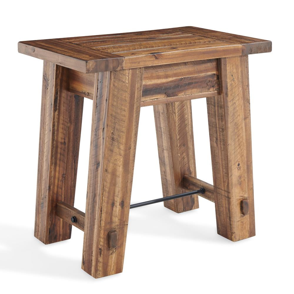 Alaterre Furniture Durango Solid Acacia Wood End Table, Industrial Side Table with 100lb Weight Capacity for Living Room, Natural
