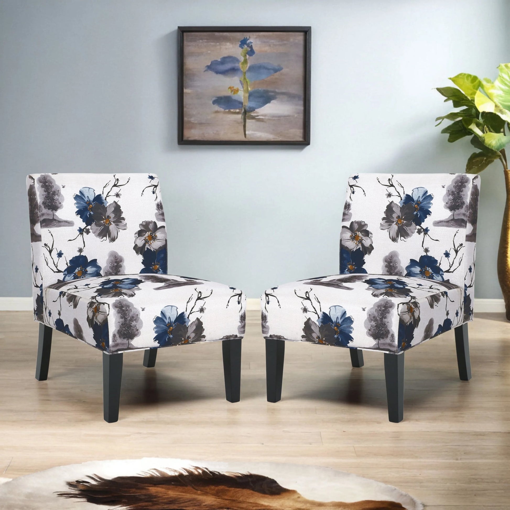 Christopher Knight Home Contemporary Upholstered Accent Chair with Floral Print Fabric, Set of 2