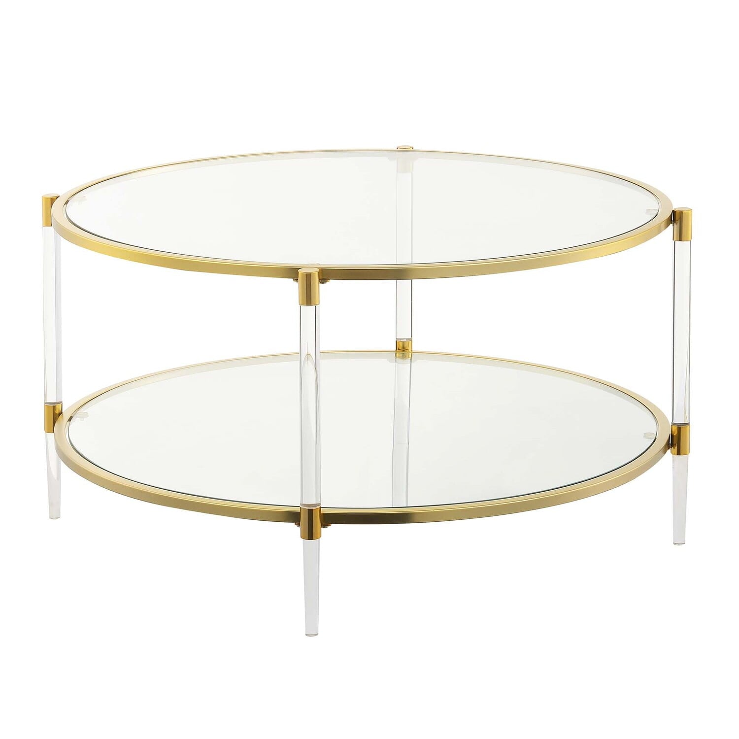 Convenience Concepts Royal Crest Acrylic Glass Coffee Table, Clear/Gold