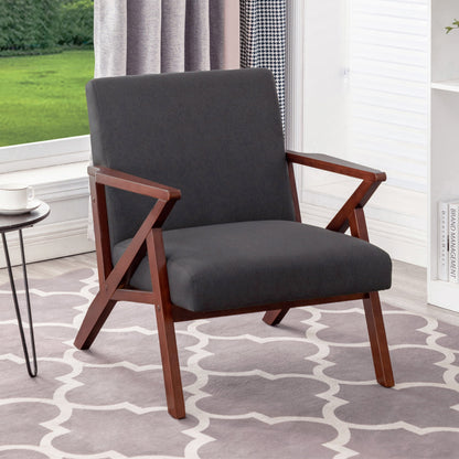 Convenience Concepts Take a Seat Cliff Accent Chair, Dark Gray Fabric & Espresso Frame