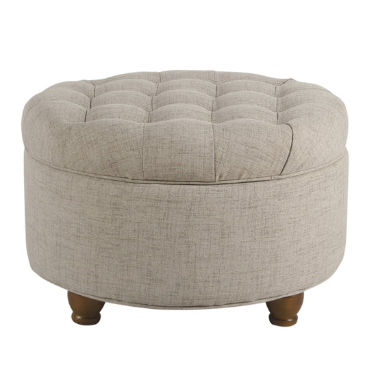HomePop Large Tufted Round Storage Ottoman, Multiple Colors