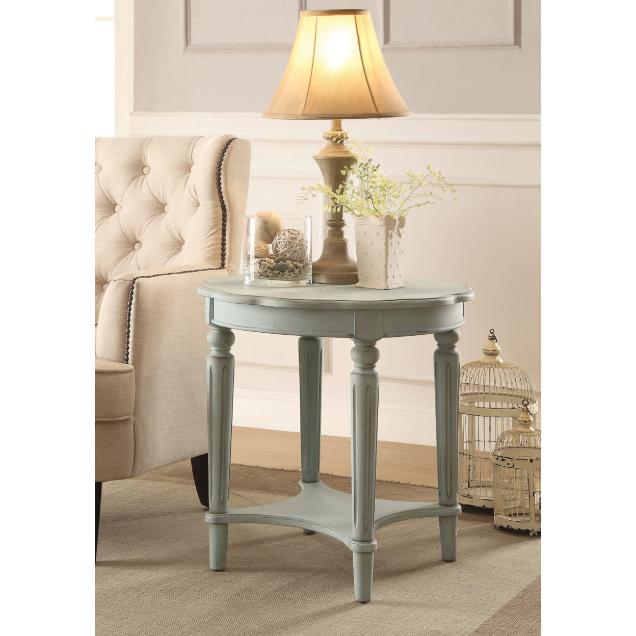 Fordon End Table, Antiqued Green- Saltoro Sherpi