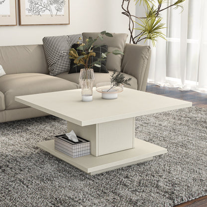 Furniture of America Aura Storage Wood Cream Weave Coffee Table