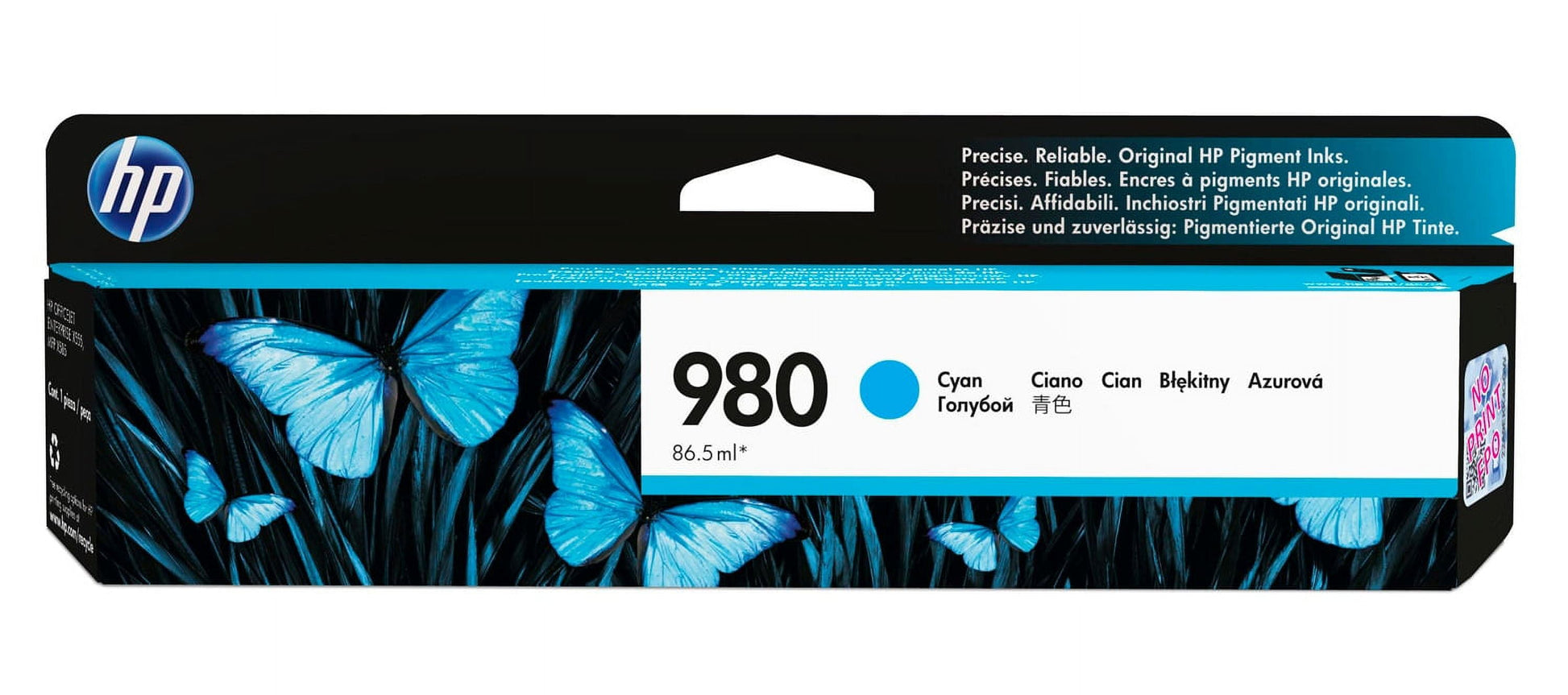 HP 980 Cyan Original Ink Cartridge, ~6,600 pages, D8J07A