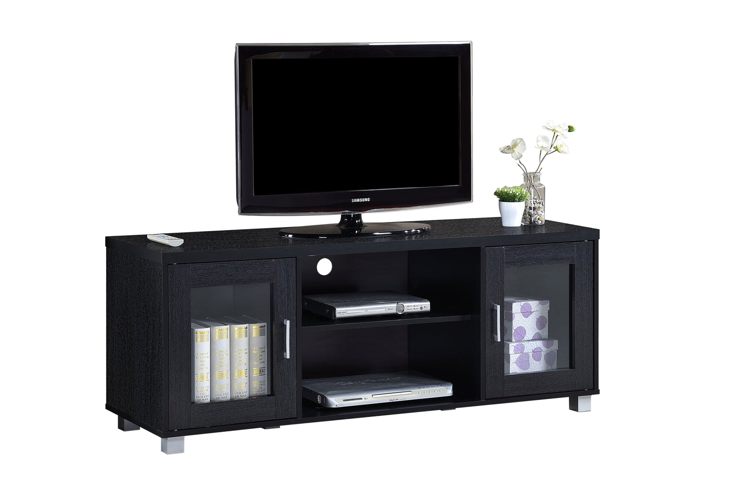 Hodedah 57" Wide Entertainment Center in Black