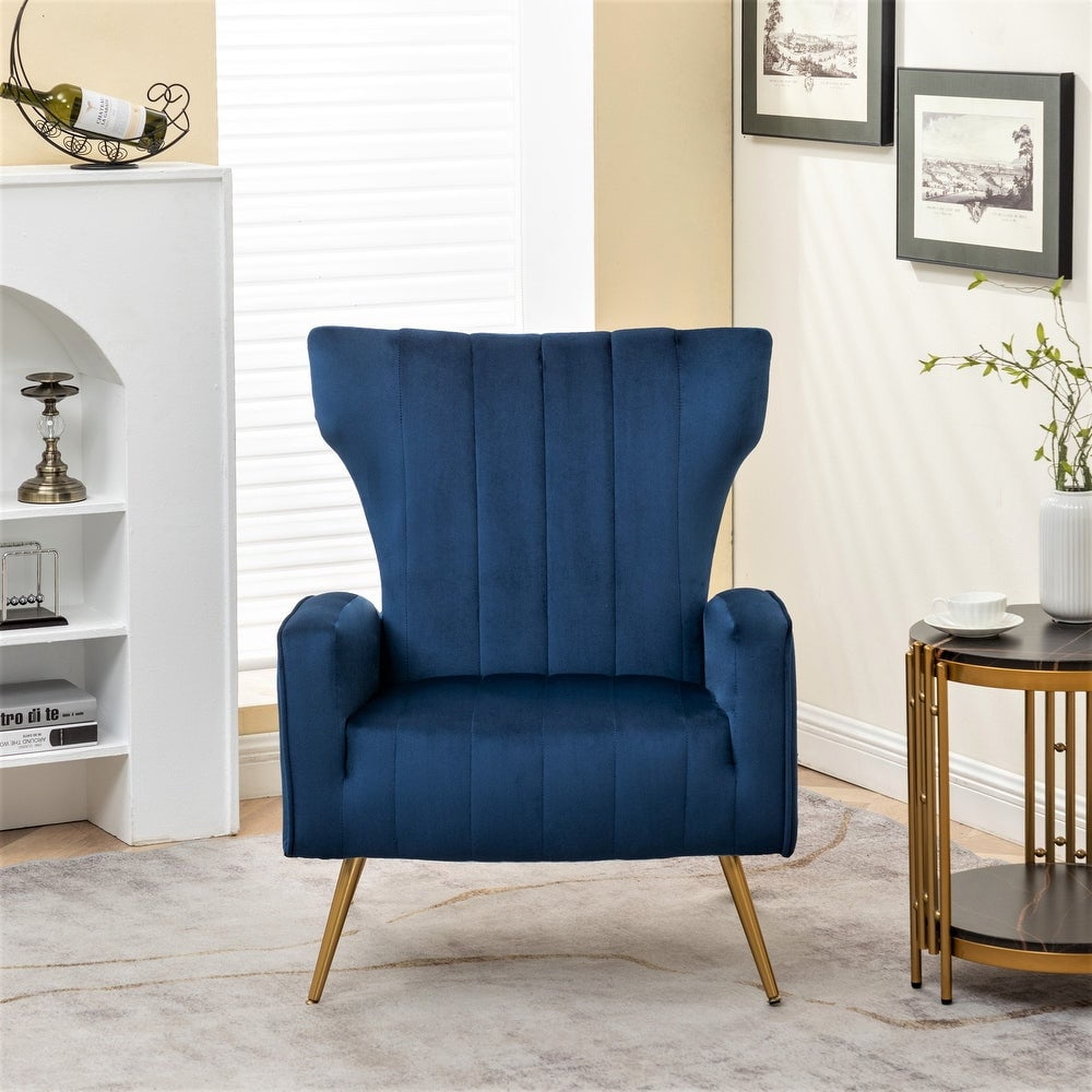 Kaleigh 27.56"W Velvet Sofa Chair with Metal Legs,Blue