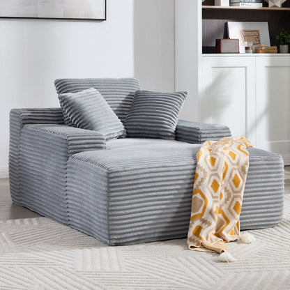 Leumius 67'' Oversized Chaise Lounge Chair Indoor,Modern Velvet Upholstered Sofa Bed,Deep Seat Sofa with Back Cushion and Pillows,Cozy Sleeper Couch for Living Room, No Assembly Required,Gray