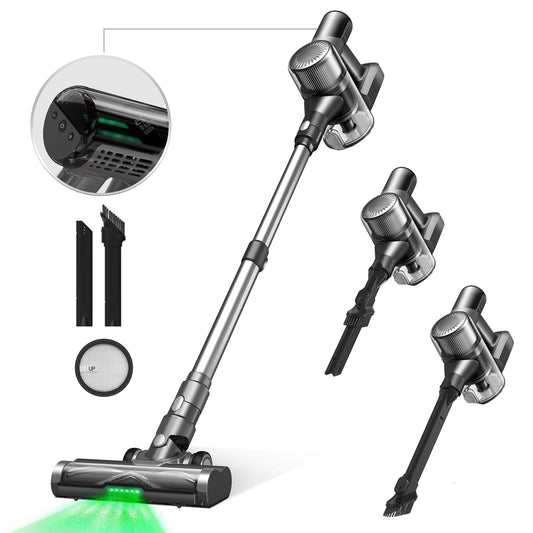 MOOSOO Lightweight Cordless Stick Vacuum Cleaner with 40Mins Runtime, Curved Display, for Home Pet Hair Hard Floor Carpet