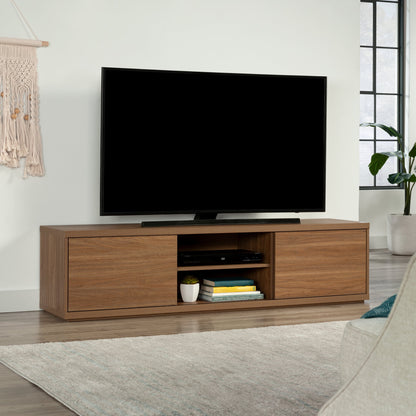Mainstays Westley Sliding Door TV Stand for TVs up to 75”, Warm Walnut Finish