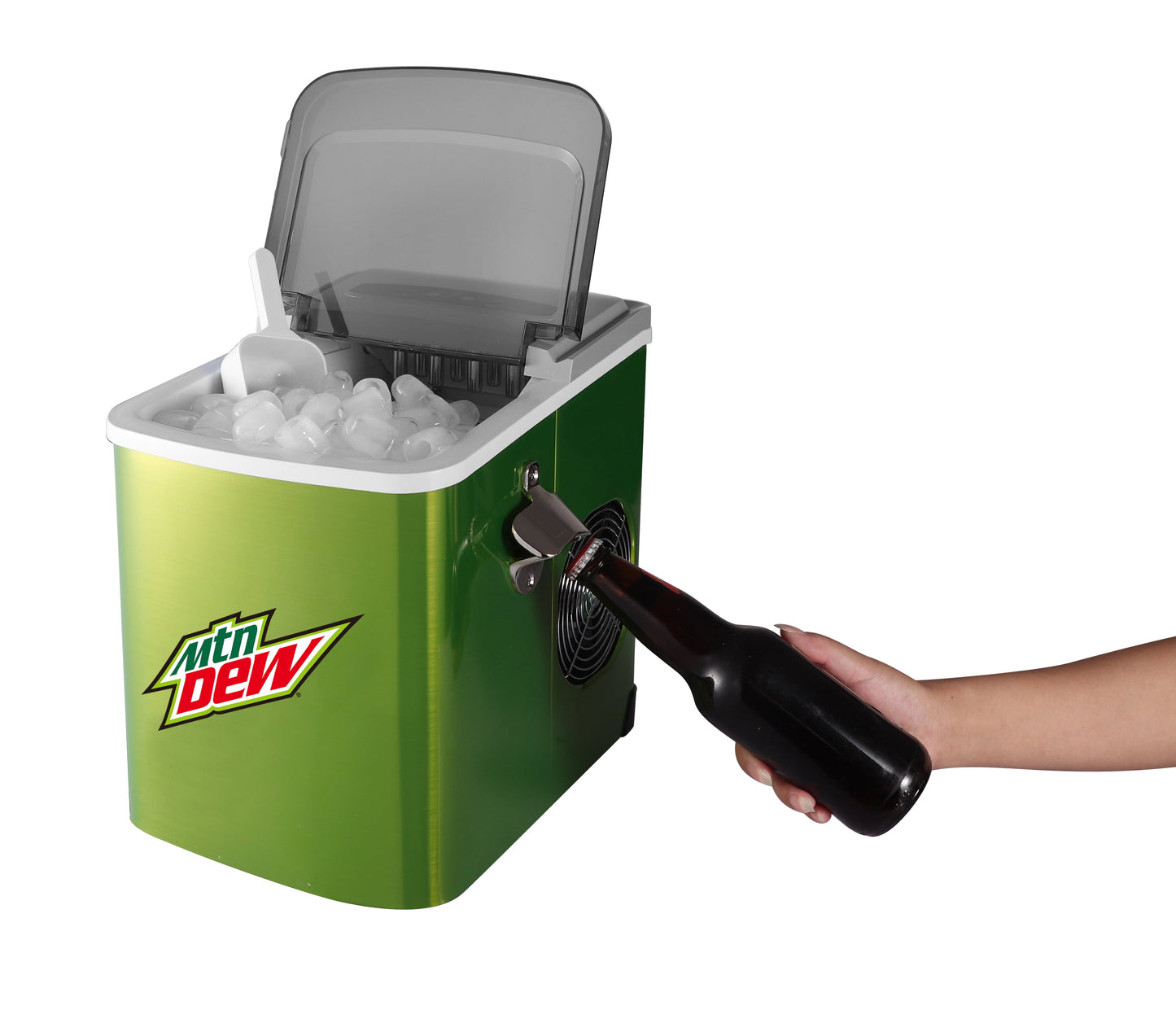 Mountain Dew 26 lbs. Stainless Steel Ice Maker - Green with Various Ice Types