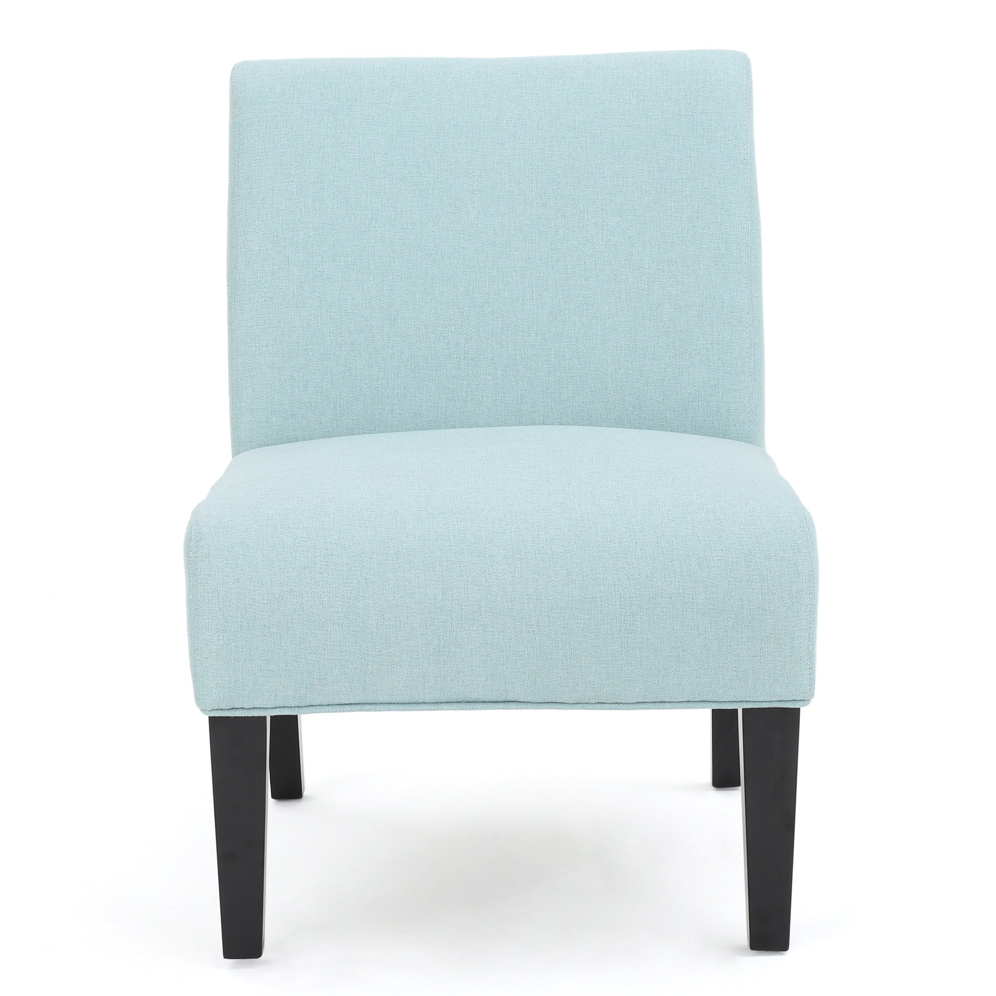 Noble House Cassie Fabric Slipper Chair, Light Blue and Matte Black