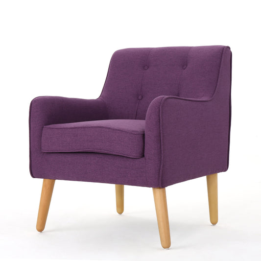 Noble House Ingrid Mid Century Fabric Arm Chair,Purple