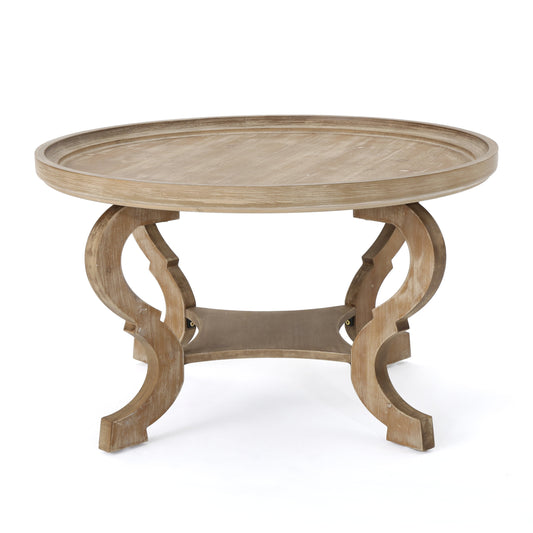 Noble House Shelton Faux Wood Circular Coffee Table, Nature