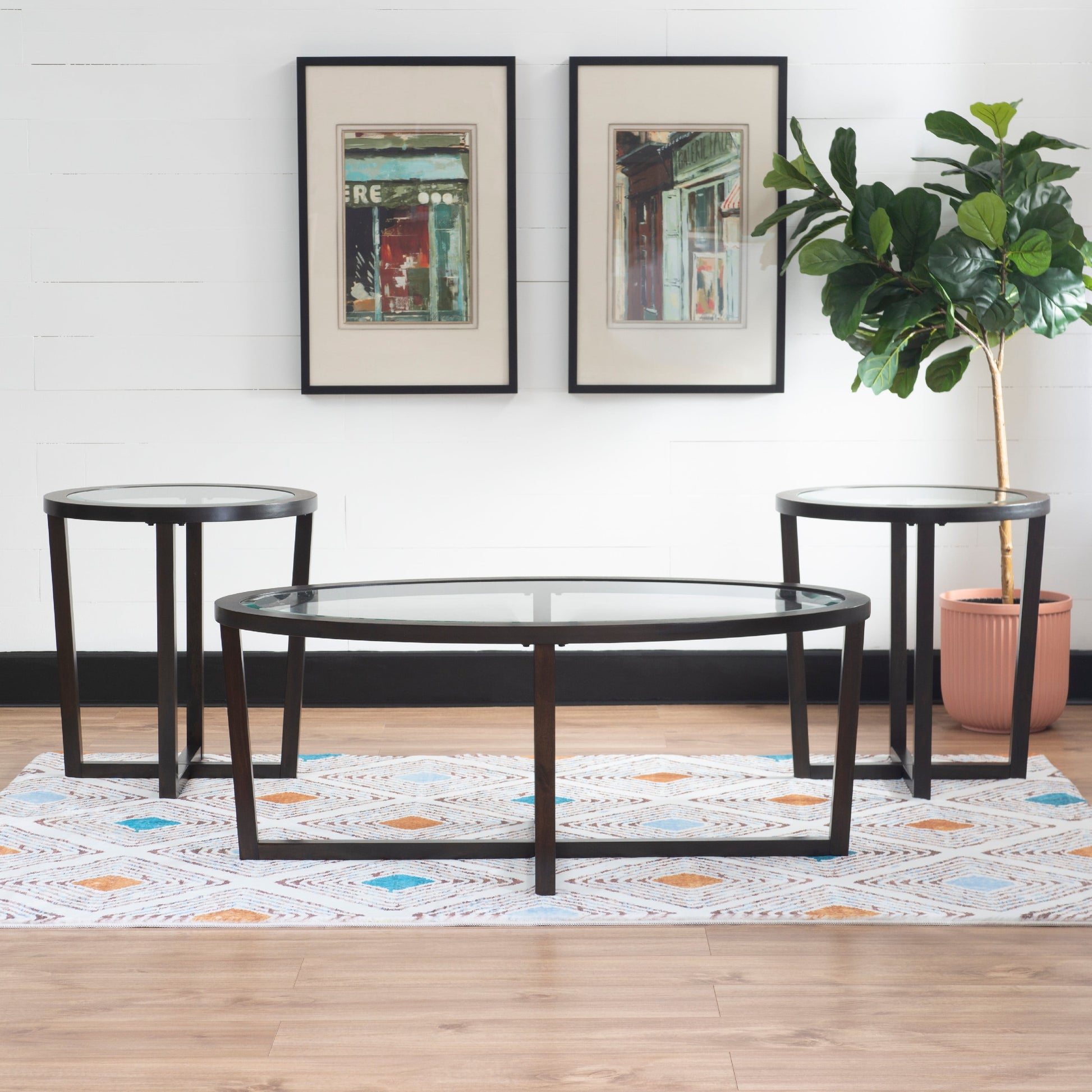 Powell Brysen 3-Piece Coffee and End Table Set, Umber