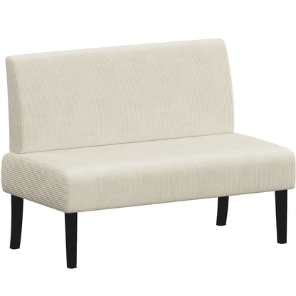 Renwick Corduroy Armless Loveseat with Strong Rubberwood Legs & USB Ports for Small Spaces, Dark Gray