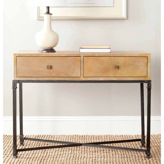 SAFAVIEH Julian Traditional 2 Drawer Console, Natural