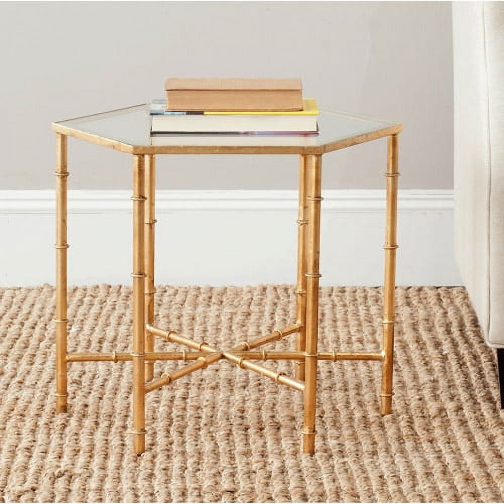 SAFAVIEH Kerri 17 in. H Mirror Top Accent Table, Gold/Clear Glass