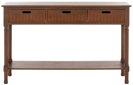 SAFAVIEH Landers 3-Drawer Rustic Brown Wood Rectangle Console Table (47.3 in. W x 13 in. D x 29.5 in. H)