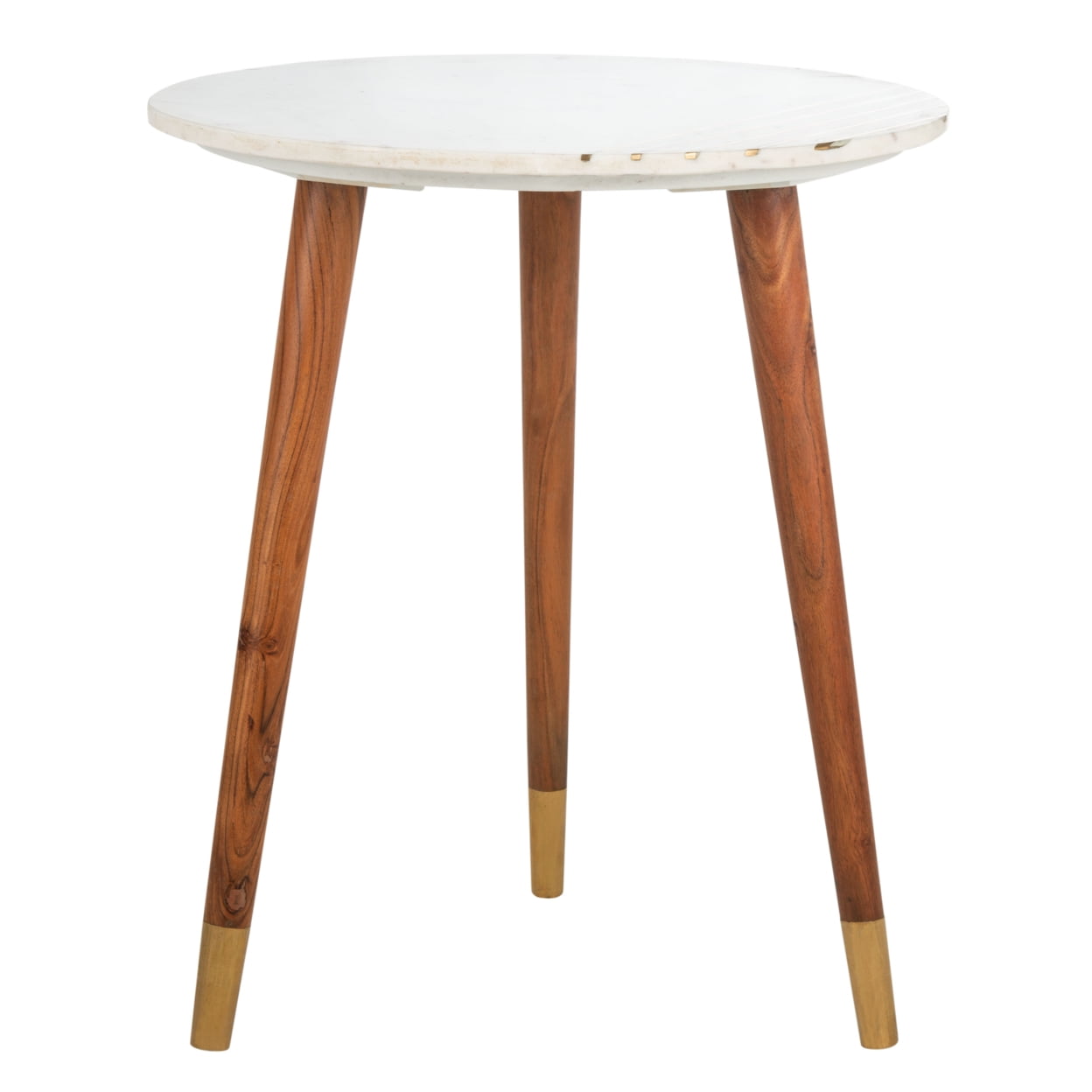 SAFAVIEH Valerie Mid-Century Round Marble Accent Table, White Marble