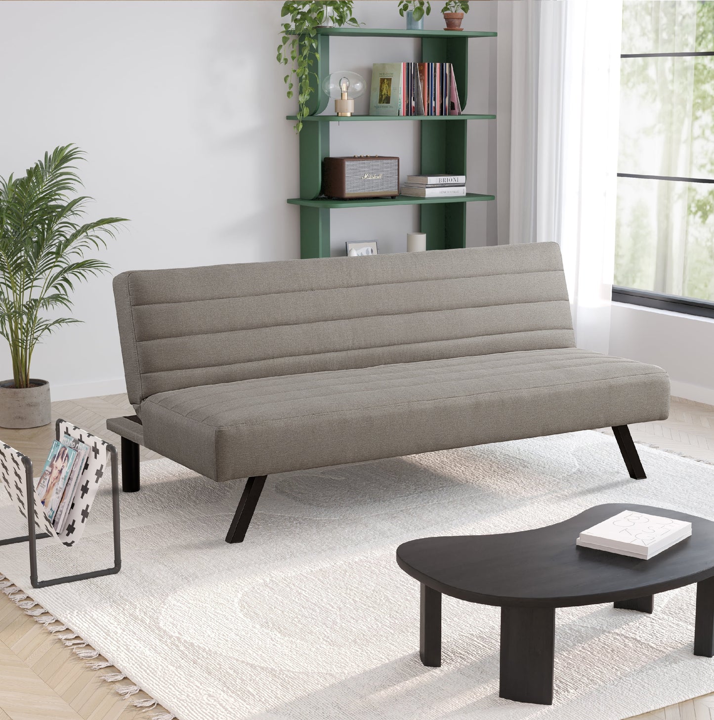 Serta Danbury Modern Twin Futon, Taupe Woven Fabric