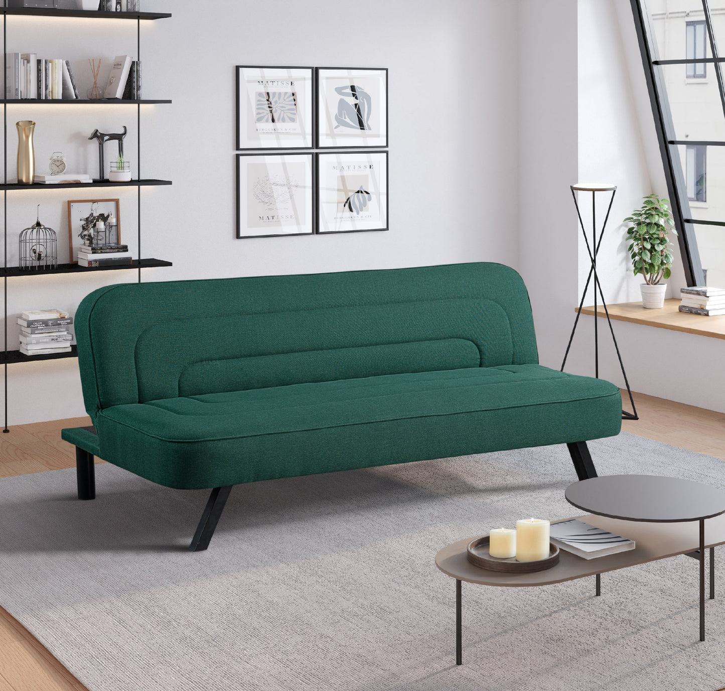 Serta Fletcher Modern Twin Futon, Green Woven Fabric