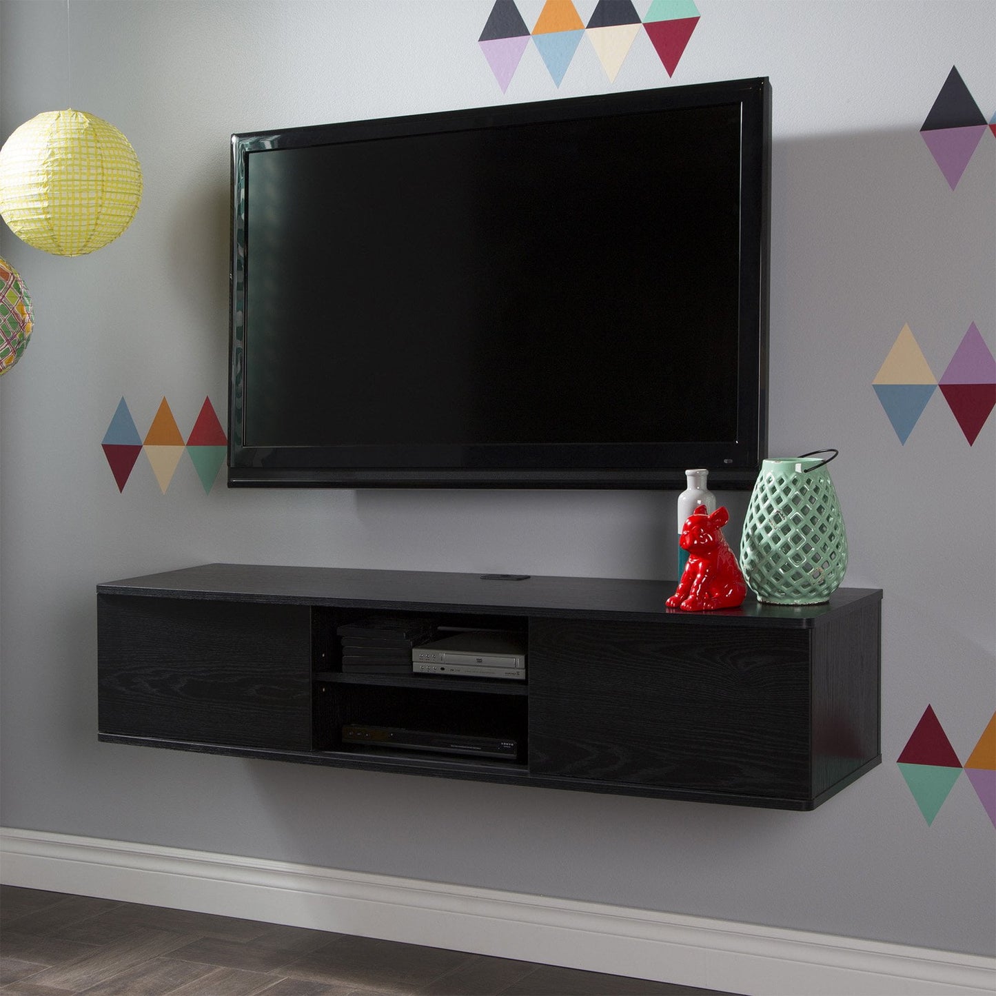 South Shore Agora 56" Wall Mounted Media Console in Black