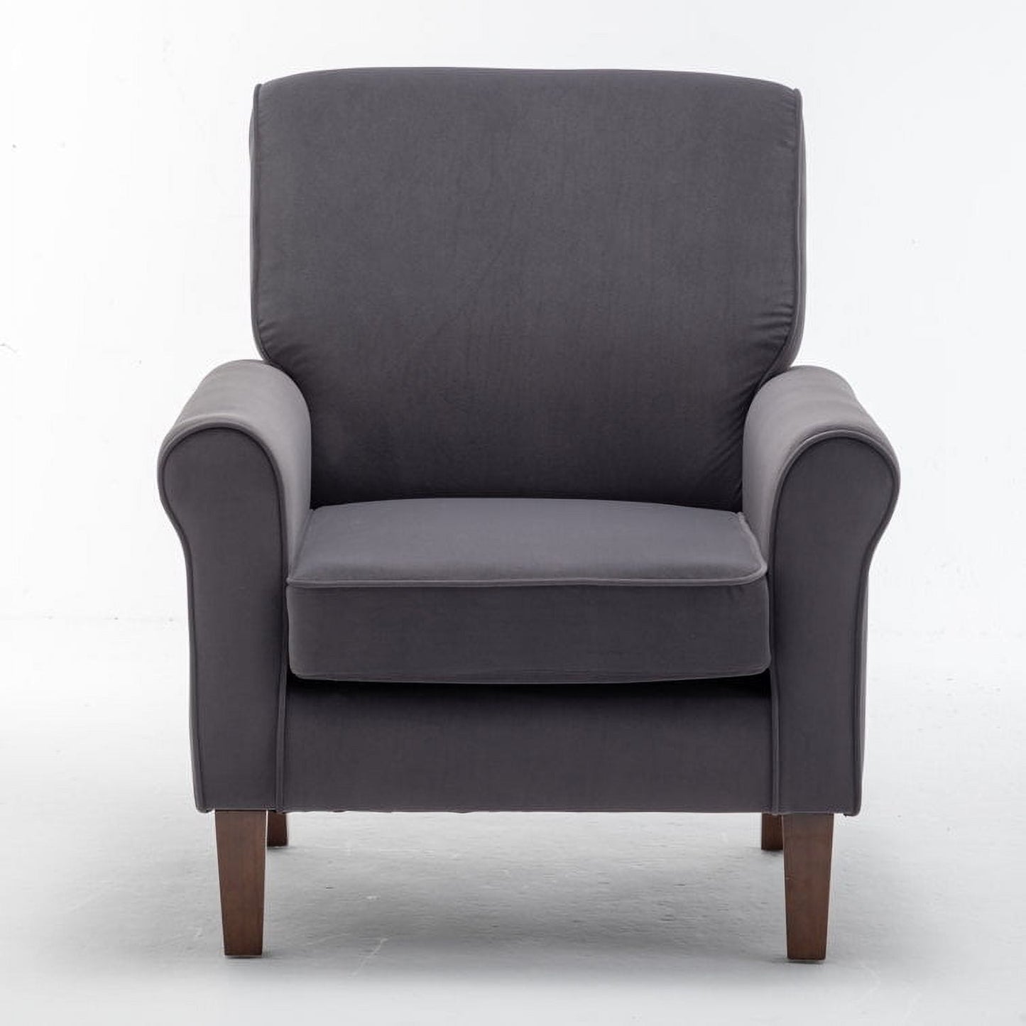 US Pride Furniture Classic Accent Armchair with Birch Wood Frame and Comfortable Rolled Armrests Arm Chairs for Living Room Bedroom and Office Décor Grey