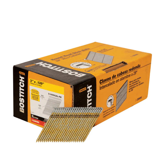 Bostitch 3-in x 0.12-in 28 Degree Coated Smooth Shank Collated Framing Nails (2000-Per Box) S10DRGAL-FH