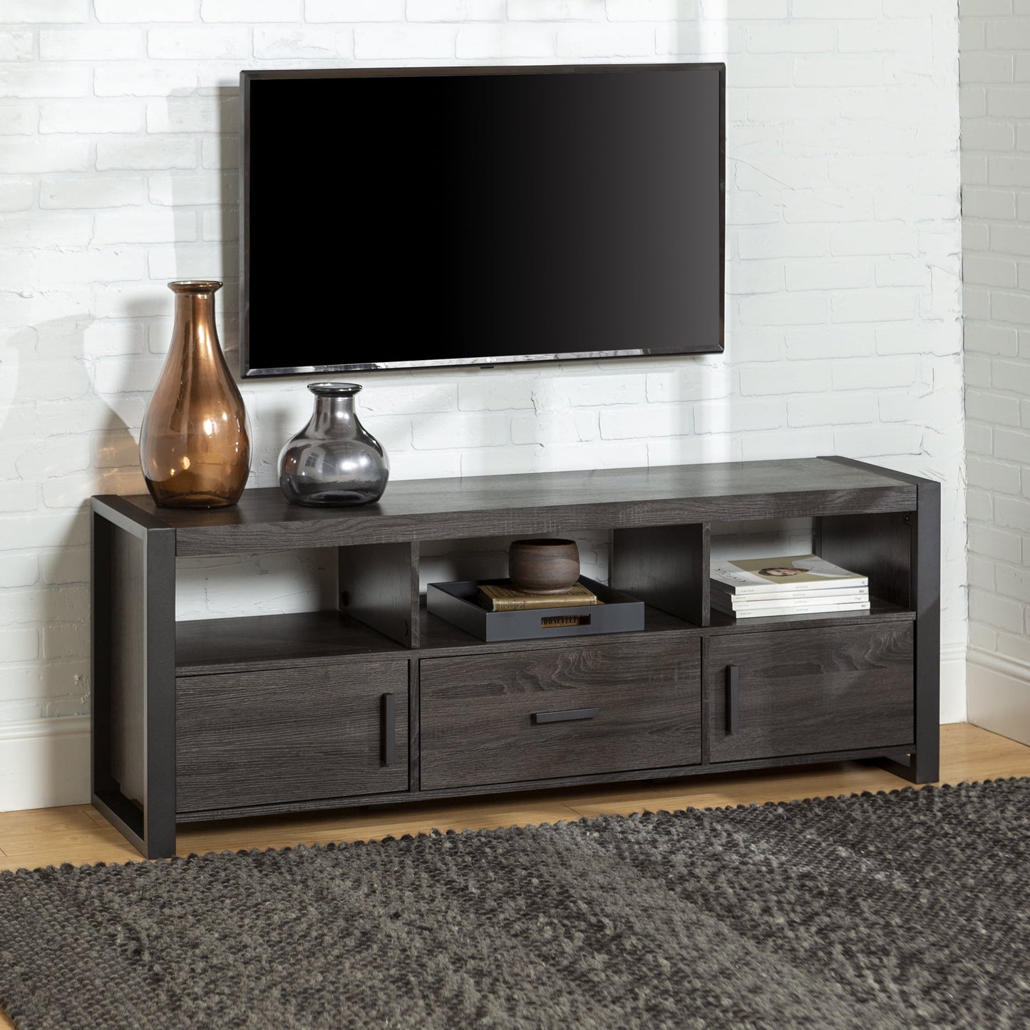 Walker Edison Urban Industrial TV Stand for TVs up to 66" - Charcoal