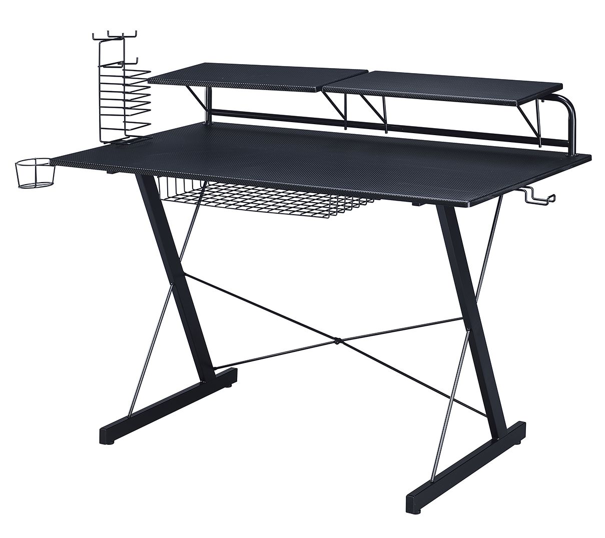 Techni Sport CARBON Gaming Desk with MonitorShelf & Accss.