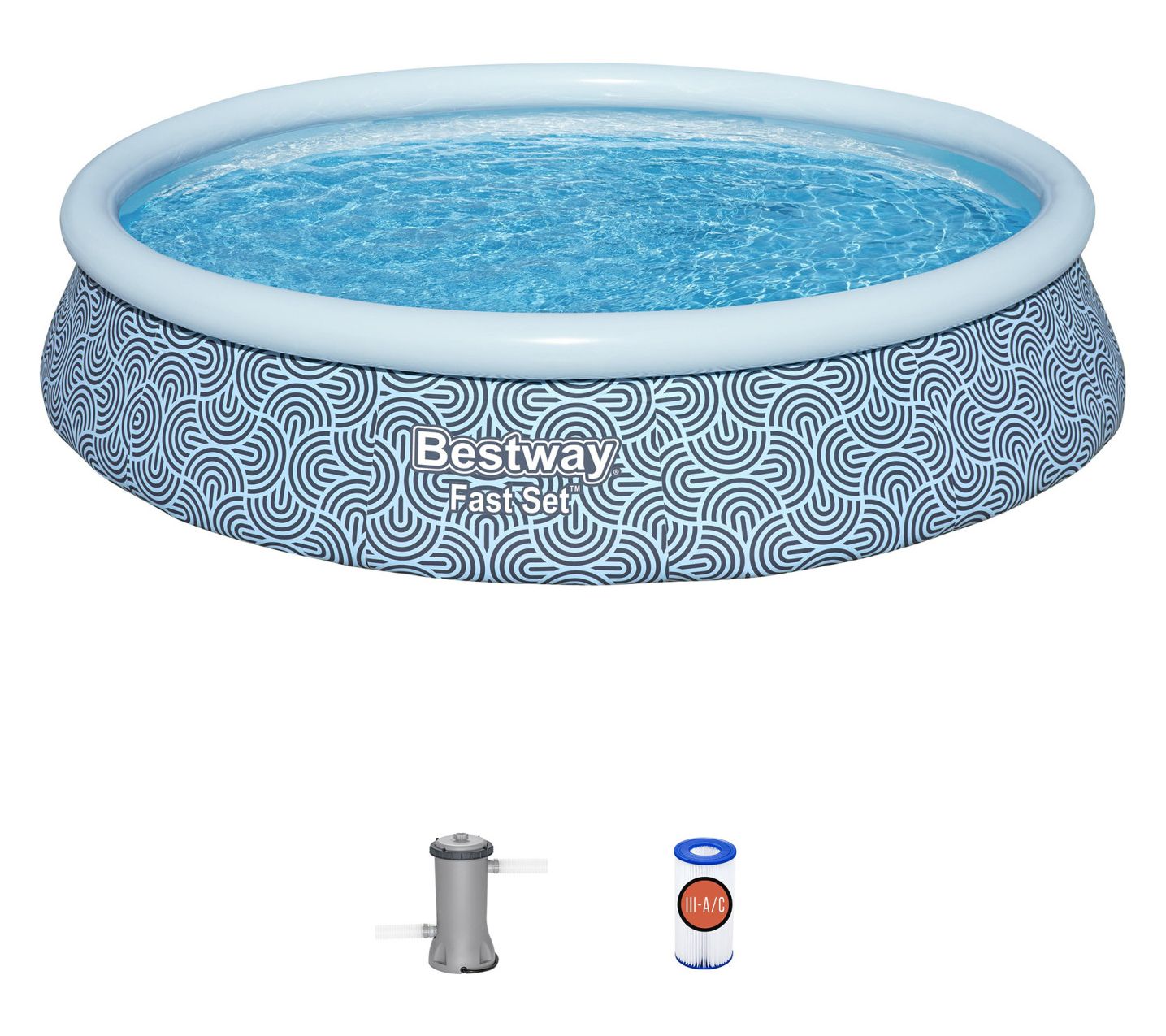 Bestway Inflatable Fast Set Pool Set Blue Abstract 13"x 33"