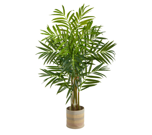 8' King Palm in Natural Cotton Multi Planter by Nearly Natural