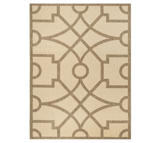 Martha Stewart Outdoor Fretwork Dark Beige 6'7"x 9'6" Rug