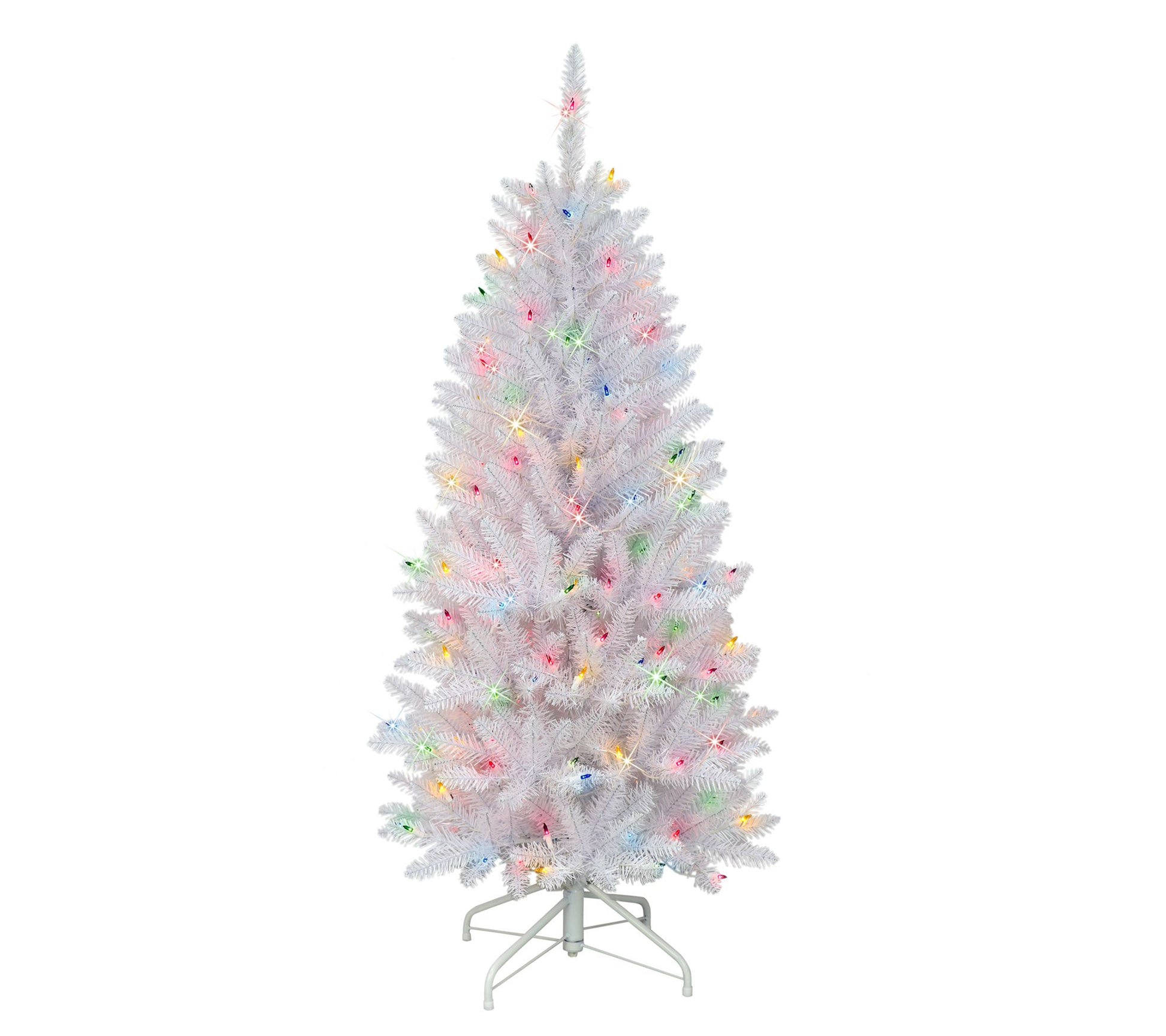 4.5' Pre-Lit Shiny White Fraser Fir ArtificialChristmas Tree