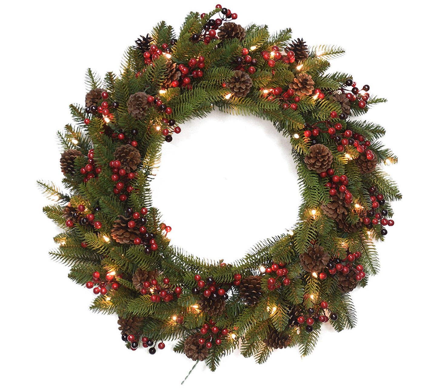 SW Wreath w/red berries and pine cones