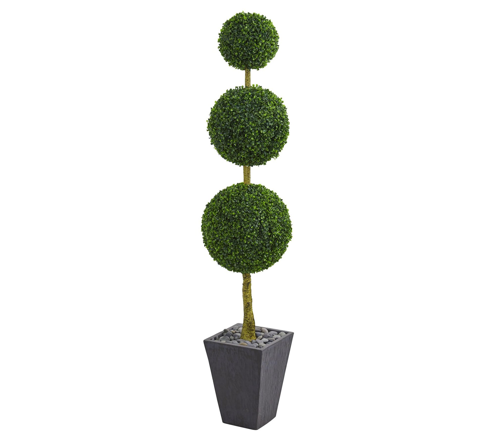 Nearly Natural 6' Boxwood Triple Topiary Tree in Planter I/O