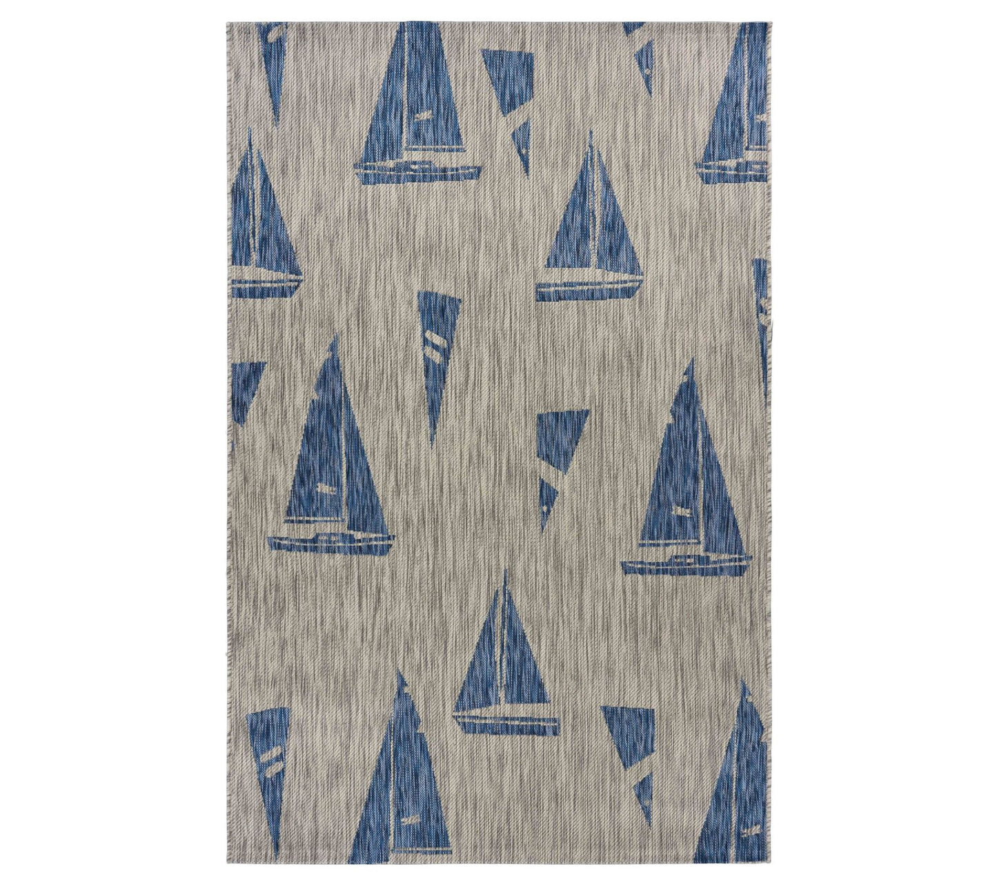 HomeRoots 5' x 7' Gray Sailboat Indoor Outdoor Area Rug