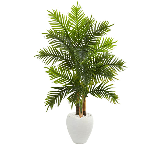 5' Areca Palm Tree in White Planter by Nearly Natural