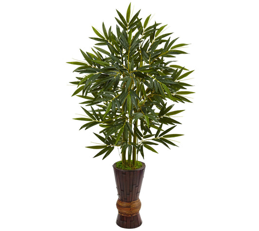 5' Bamboo Tree in Bamboo Planter by Nearly Natural