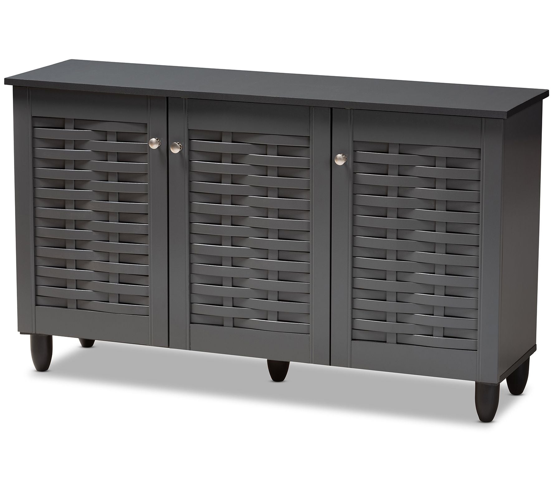 Baxton Studio Winda Charcoal 3-Door Shoe Cabinet