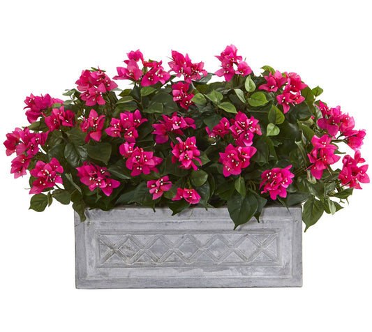 30" Bougainvillea Plant in Stone Planter by Nearly Natural