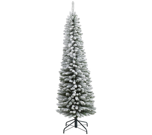 6' Flocked Pencil Christmas Tree by Nearly Natural