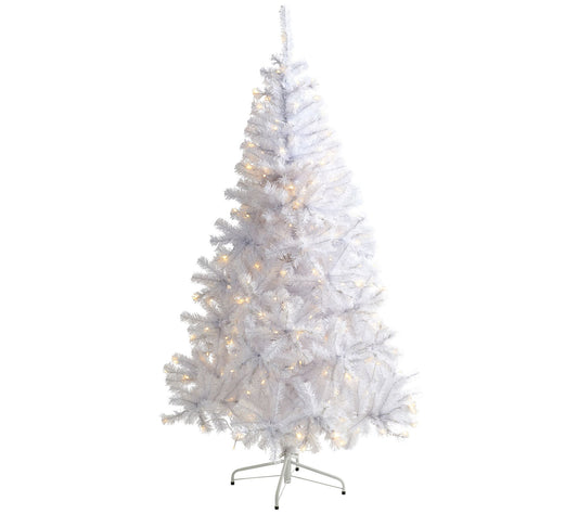 6' Lit White Christmas Tree by Nearly Natural