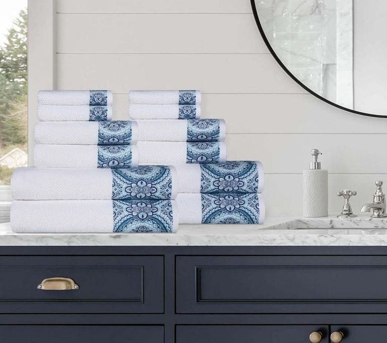 Superior Medallion Turkish Cotton 12PC JacquardTowel Set