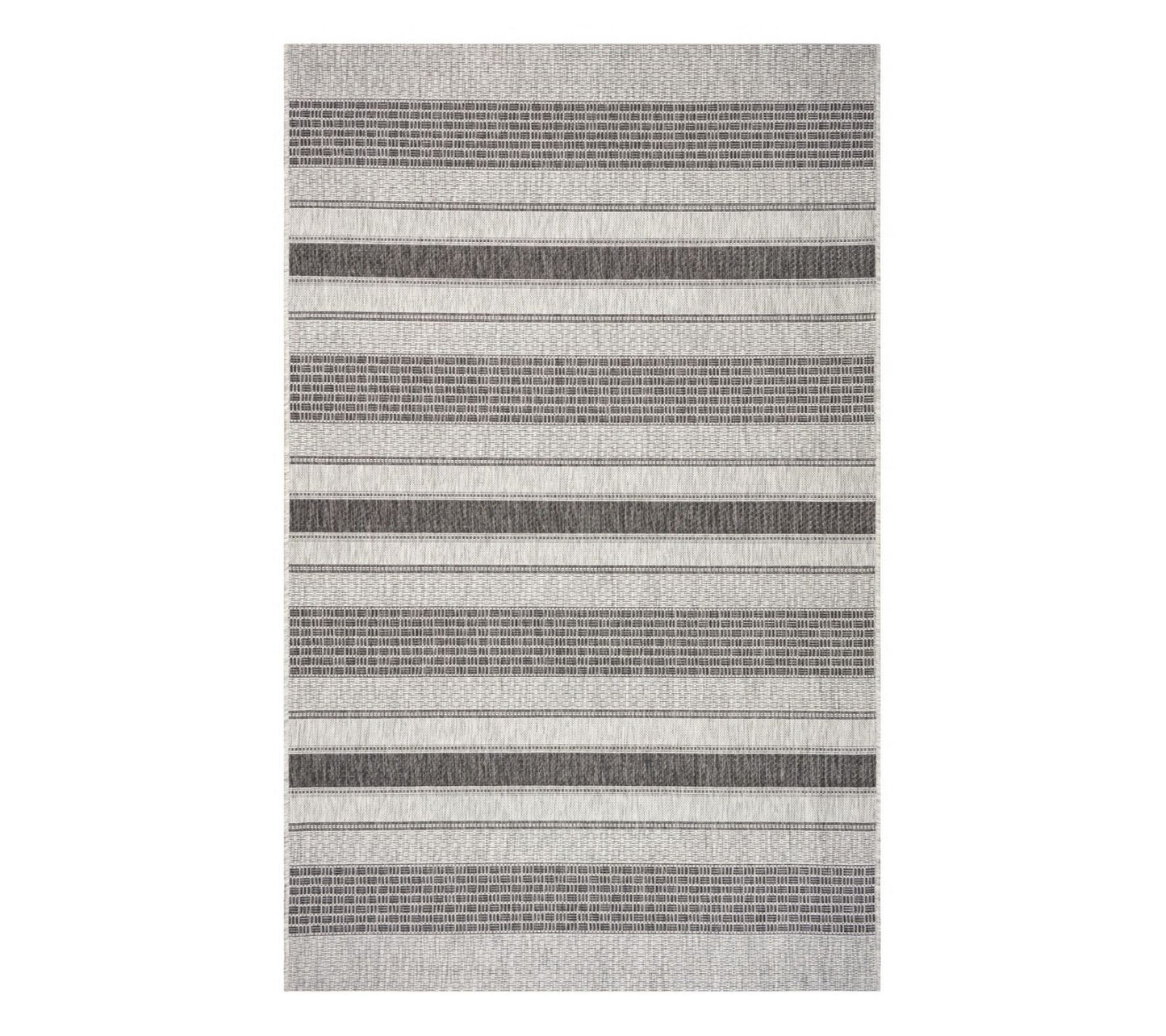 Homeroots 5' x 8' Monochrome Striped Indoor Outdoor Area Rug
