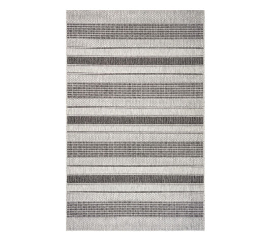 Homeroots 5' x 8' Monochrome Striped Indoor Outdoor Area Rug