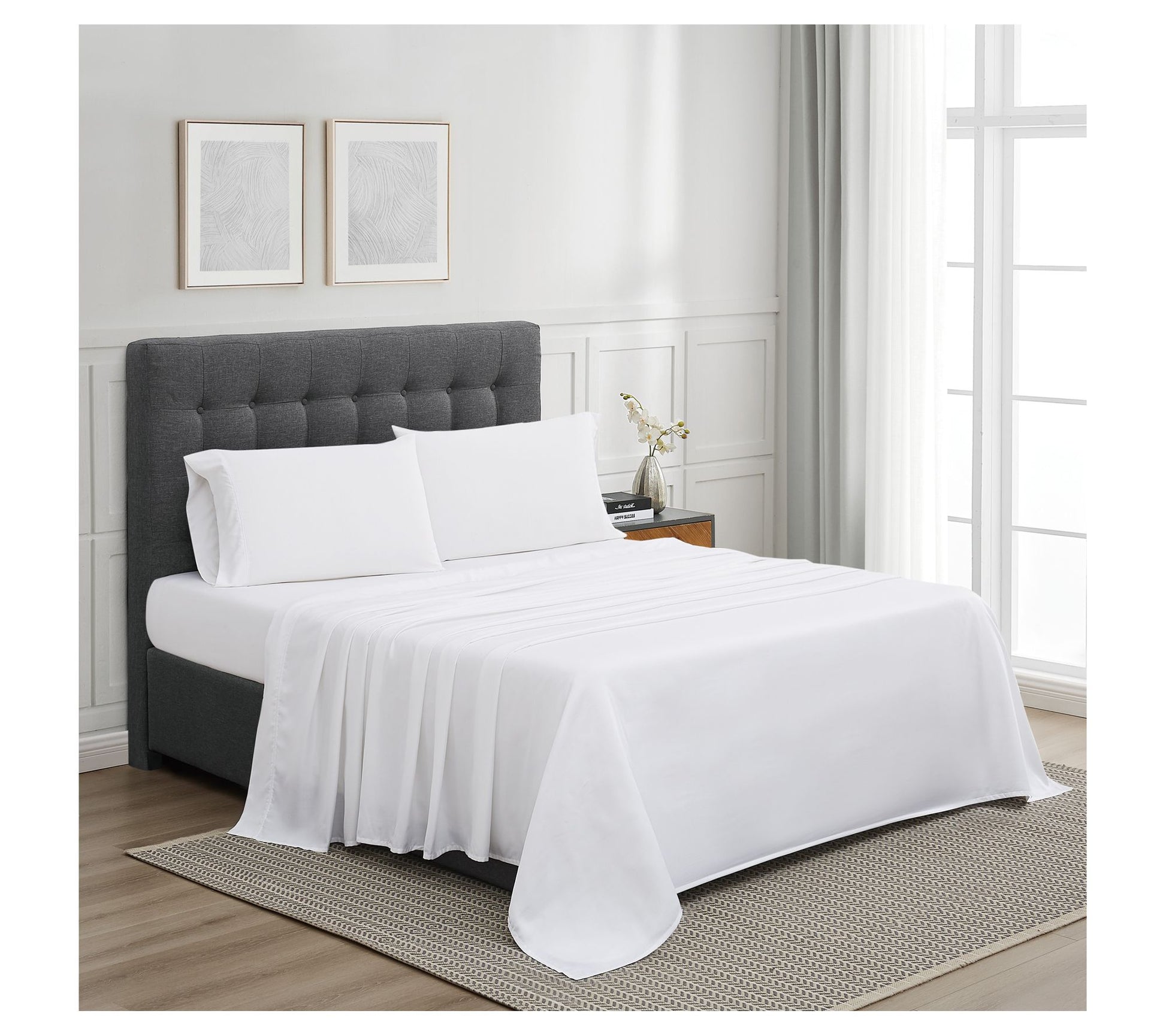 Badgley Mischka 300TC Tencel Split King 4-PieceSheet Set