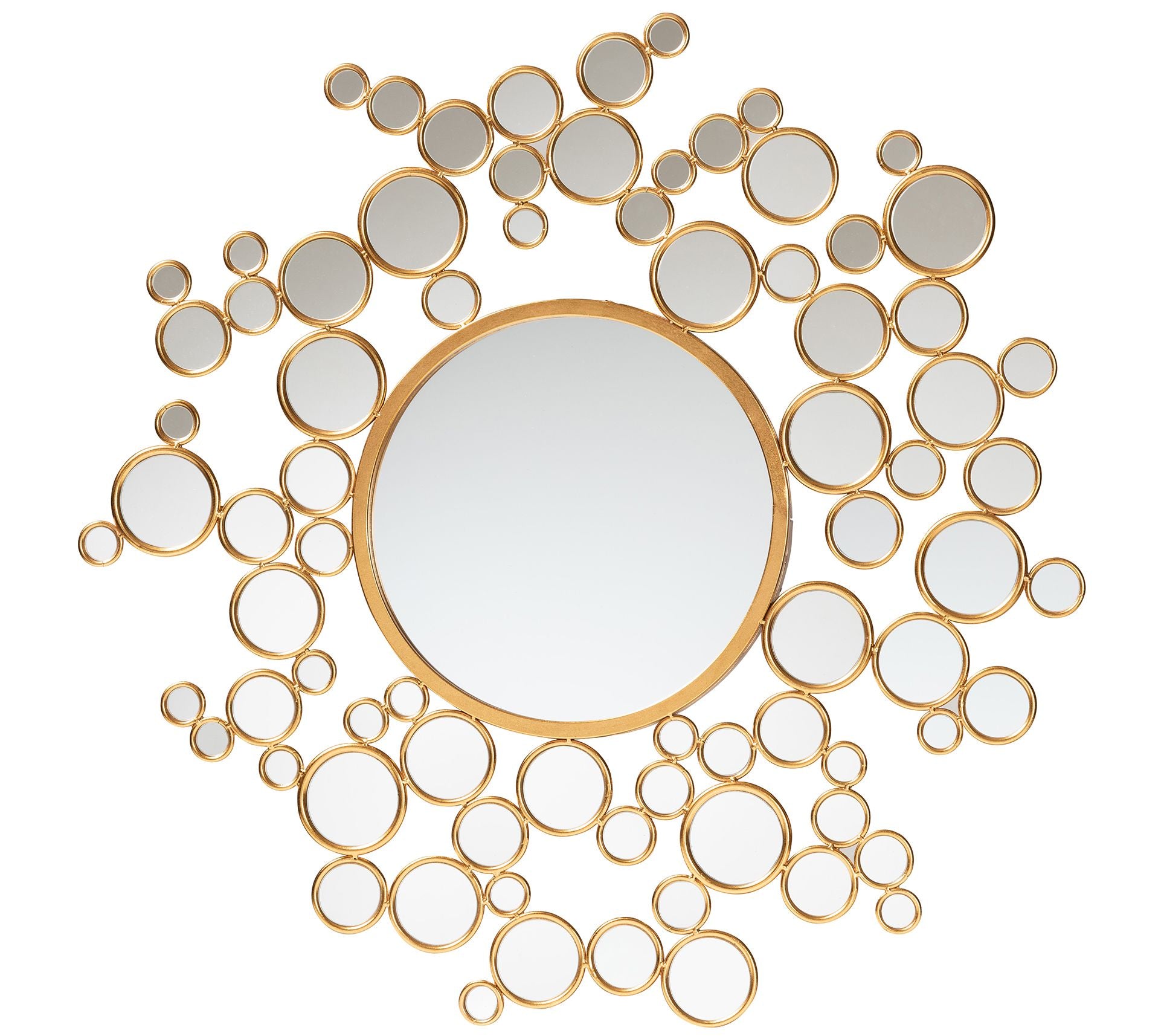 Baxton Studio Castiel Goldleaf Metal Bubble Accent Wall Mirror