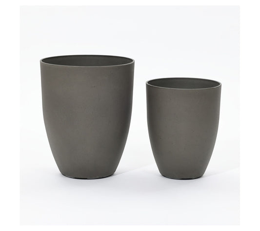 LuxenHome 2-Piece Gray Tall Tapered Round Plastic Planters Set