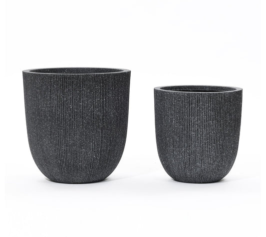 LuxenHome Set of 2 Mediterranean Tapered RoundPlanters